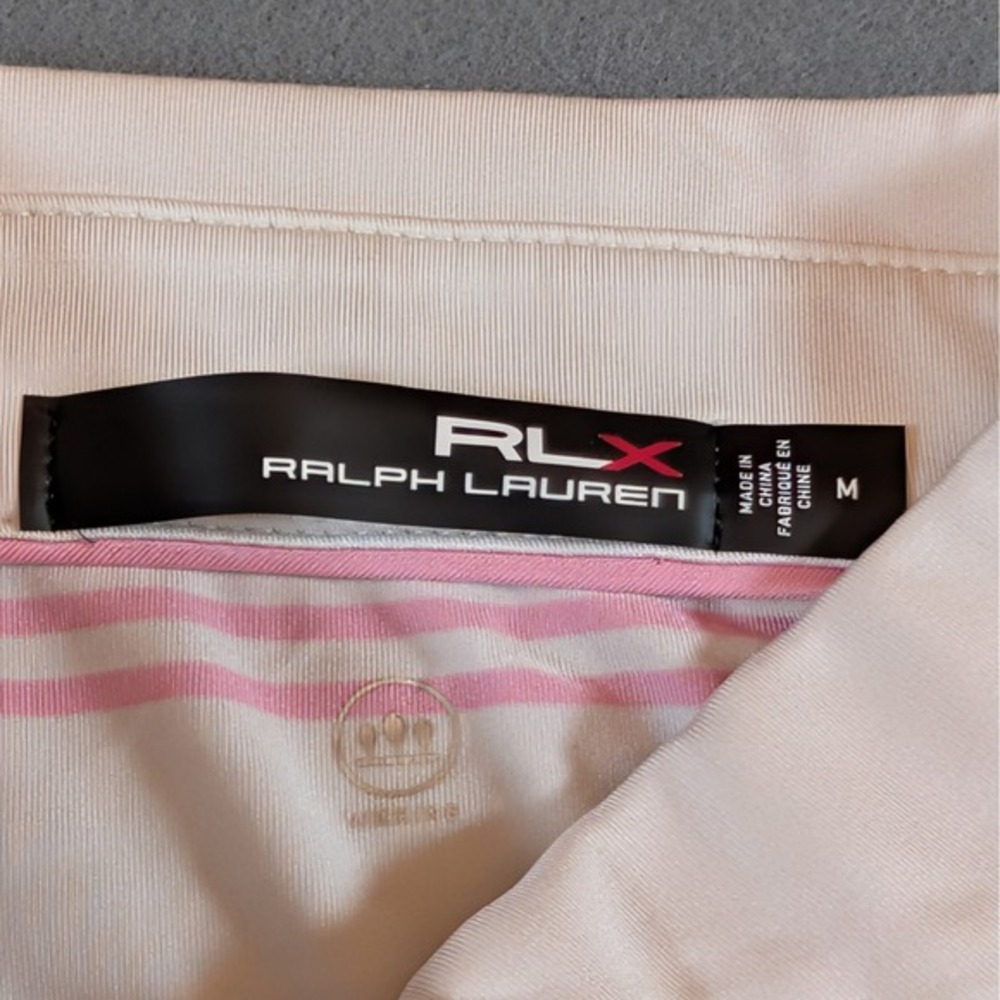 RLX Ralph Lauren Mens Golf Polo Shirt Size M Pink Stripe Performance Breathable - Picture 6 of 8